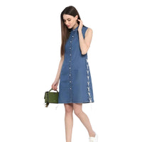  Side silhouette highlighting knee-length cut