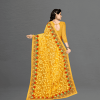 Border detail in focus, golden motifs resembling sunlit filigree