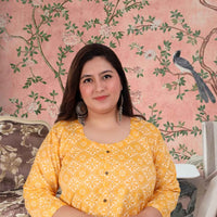 Front view: Golden kurti glowing under soft sunlight 🌅