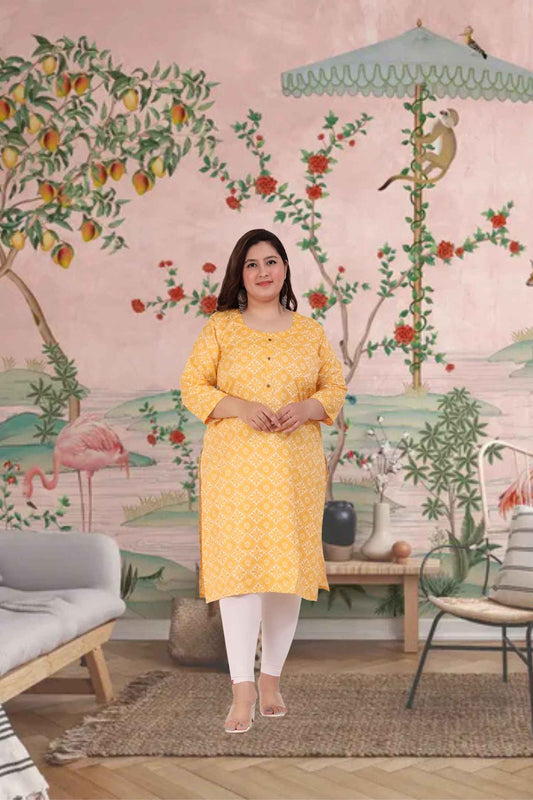 Front view: Golden kurti glowing under soft sunlight 🌅