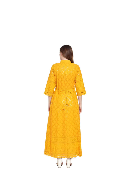 Full rear view of embroidery artistry