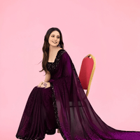 Micro floral print on wine saree – perfect for messy foodies