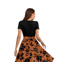 Rear view of the contrast dress without background