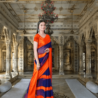 Bride walking in solid ombre saree with gradient pallu flow