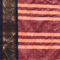  Studio close-up of saree pallu in cotton silk pink detail