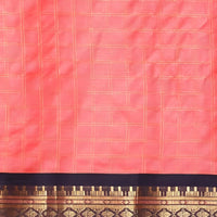 Studio close-up of saree pallu in cotton silk pink detail