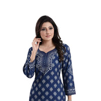  Isolated front view of blue kurti, no distractions