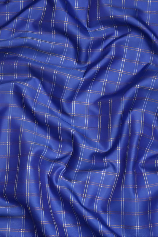 Close-up of studio pallu with cotton silk shine and grid
