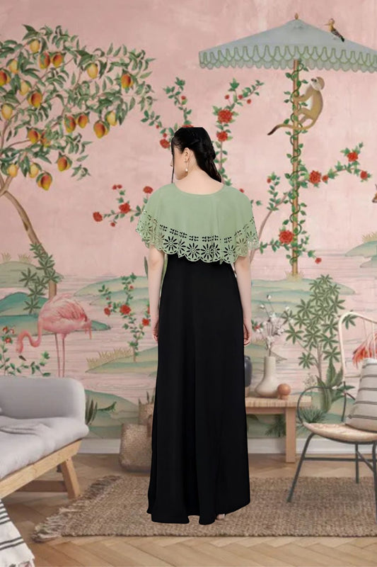 Back view of CELESTINA dual-tone evening gown