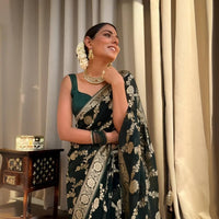 Model in Varnika Viridian posing confidently in palace interior