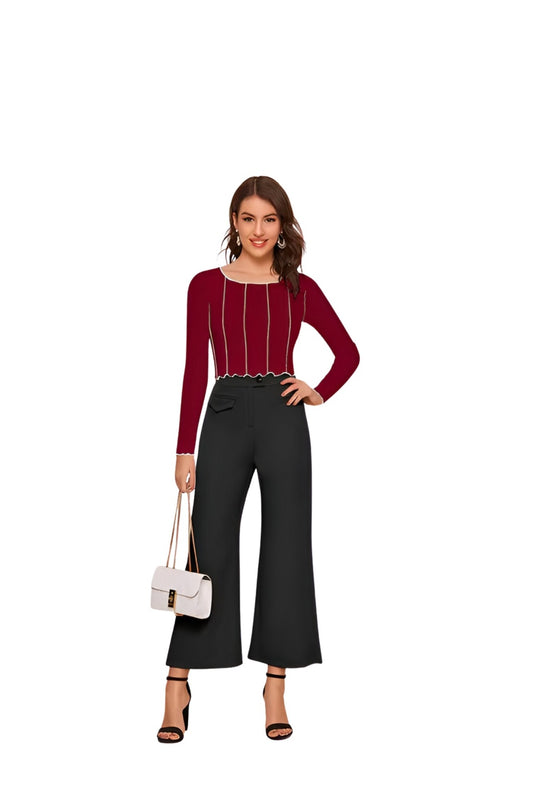 Front silhouette of maroon crop top—bold, minimal, powerful