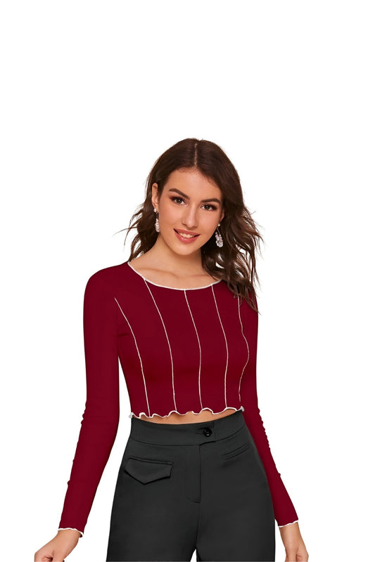 Left view shows sleeve cut and waistline edge precision
