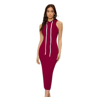Front view of maroon dress – clean white background
