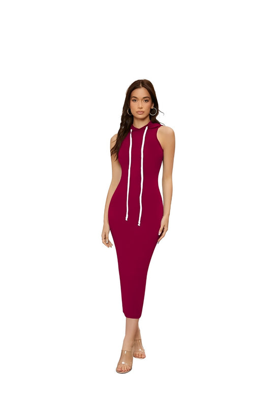 Front view of maroon dress – clean white background
