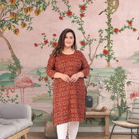 Front view: Dark green kurti glowing against a fiery background 🔥
