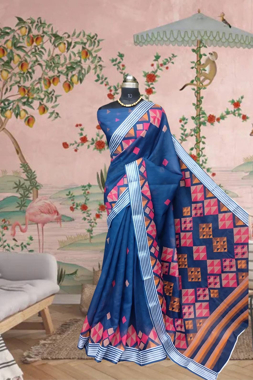 Front view revealing majestic blue print in motion