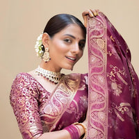 Studio close-up of pallu embroidery and silk finish