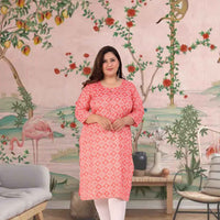 Front view: Soft pink kurti glowing in the morning light 🌞